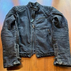 Ralph Lauren Black Label Black Denim Cafe Racer Motorcycle Jacket.